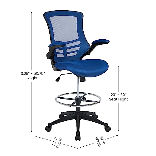 Kelista Blue Mesh Ergonomic Drafting Chair: Enhanced Comfort