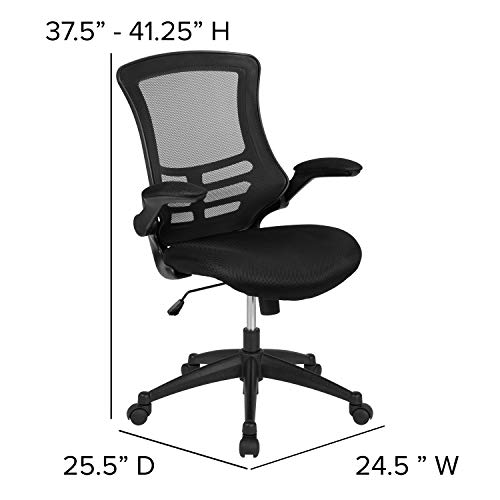 Kelista Mid-Back Black Mesh Swivel Chair with Arms