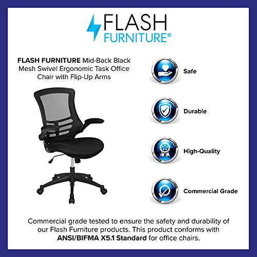 Kelista Mid-Back Black Mesh Swivel Chair with Arms