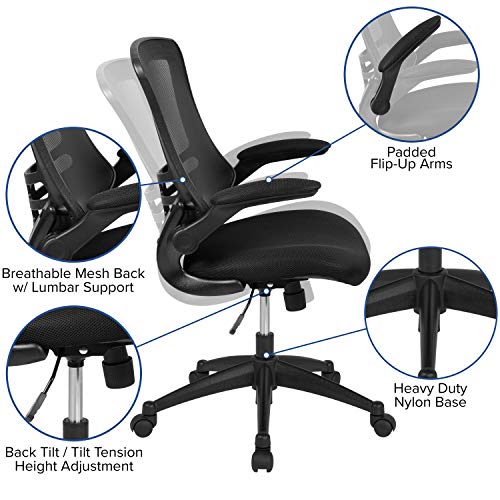 Kelista Mid-Back Black Mesh Swivel Chair with Arms