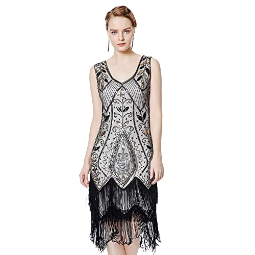 Metme Women's Gatsby Party Dress, Champagne Gold, L