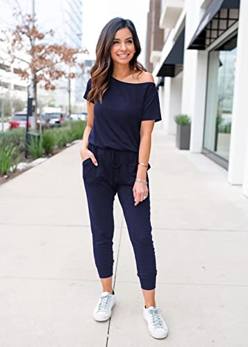 Summer Off Shoulder Loose Jumpsuit with Pockets