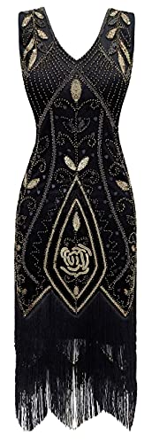 Metme Flapper Fringe Beaded Gatsby Party Dress