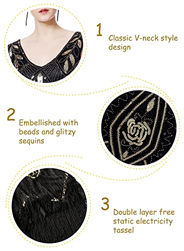 Metme Flapper Fringe Beaded Gatsby Party Dress