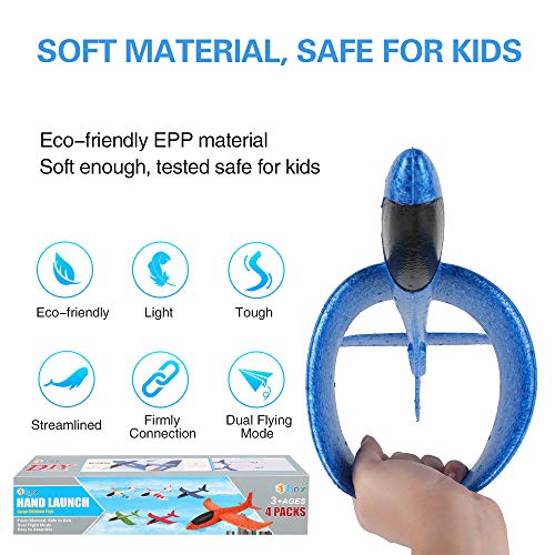 4 Pack Airplane Toys, 17.5" Large Throwing Foam Plane, 2 Flight Mode, Foam Gliders, Flying Aircraft, Birthday for Kids 3 4 5 6 7 8 9 Year Old Boy,Outdoor Sport Game Toys, Party Favors