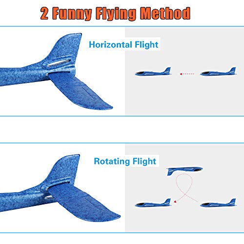 4 Pack Airplane Toys, 17.5" Large Throwing Foam Plane, 2 Flight Mode, Foam Gliders, Flying Aircraft, Birthday for Kids 3 4 5 6 7 8 9 Year Old Boy,Outdoor Sport Game Toys, Party Favors