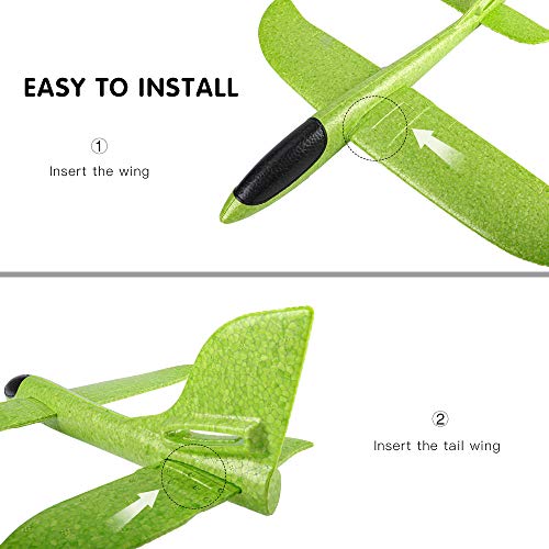 4 Pack Airplane Toys, 17.5" Large Throwing Foam Plane, 2 Flight Mode, Foam Gliders, Flying Aircraft, Birthday for Kids 3 4 5 6 7 8 9 Year Old Boy,Outdoor Sport Game Toys, Party Favors