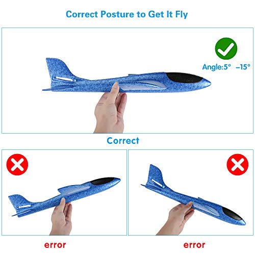 4 Pack Airplane Toys, 17.5" Large Throwing Foam Plane, 2 Flight Mode, Foam Gliders, Flying Aircraft, Birthday for Kids 3 4 5 6 7 8 9 Year Old Boy,Outdoor Sport Game Toys, Party Favors