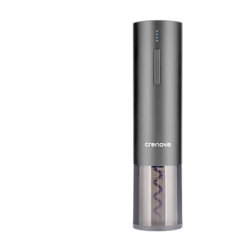 Crenova 4-in-1 Electronic Wine Opener, Rechargeable Automatic Corkscrew Wine Bottle Opener set with Wine Saver Pump, Wine Aerator and Wine Foil Cutter & USB Charging Cable, Elegant Black