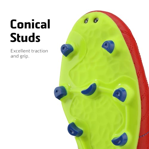 Men's Cleats Soccer Shoes, Red/Royal/Lemon/Green