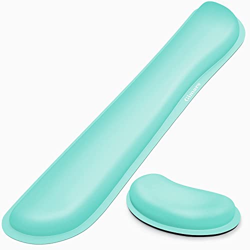 Gimars Cleanable Waterproof PU Leather Keyboard Wrist Pillow Rest Pad, Enlarge Mouse Wrist Cushion Support for Office, School, Computer, Laptop, Durable, Comfortable, Pain Relief, Turquoise Color