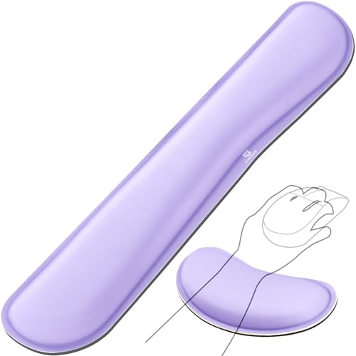 Gimars Upgrade Enlarge Gel Memory Foam Set Keyboard Wrist Rest Pad, Mouse Wrist Cushion Support for Office, Computer, Laptop, Mac, Comfortable, Lightweight for Easy Typing Pain Relief, Purple