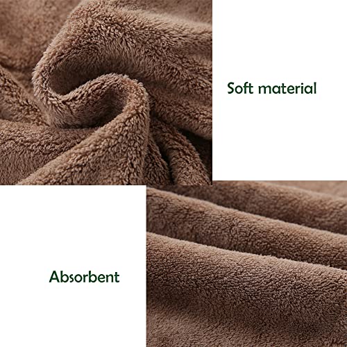 2 Pack Hair Drying Towels, Hair Wrap Towels, Super Absorbent Microfiber Hair Towel Turban with Button Design to Dry Hair Quickly(Star Green&Camel)