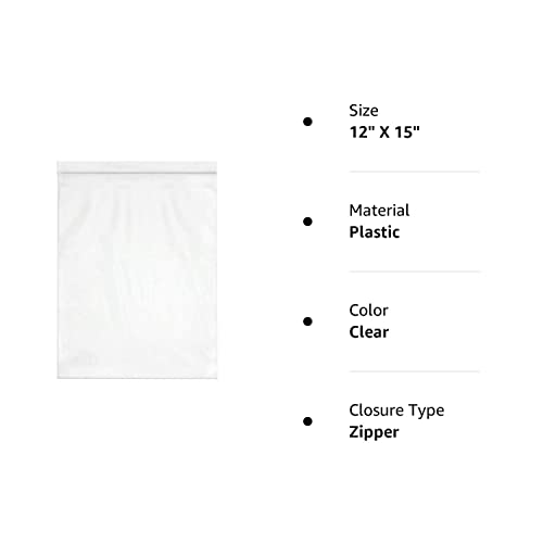 Spartan Industrial - 12â X 15â (100 Count) 2 Mil Clear Reclosable Zip Plastic Poly Bags with Resealable Lock Seal Zipper