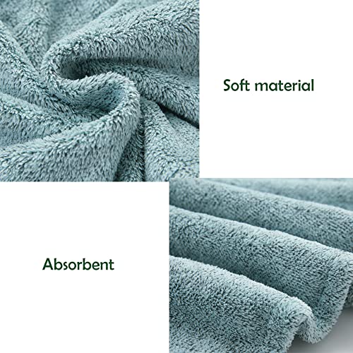 2 Pack Hair Drying Towels, Hair Wrap Towels, Super Absorbent Microfiber Hair Towel Turban with Button Design to Dry Hair Quickly(Star Green&Camel)
