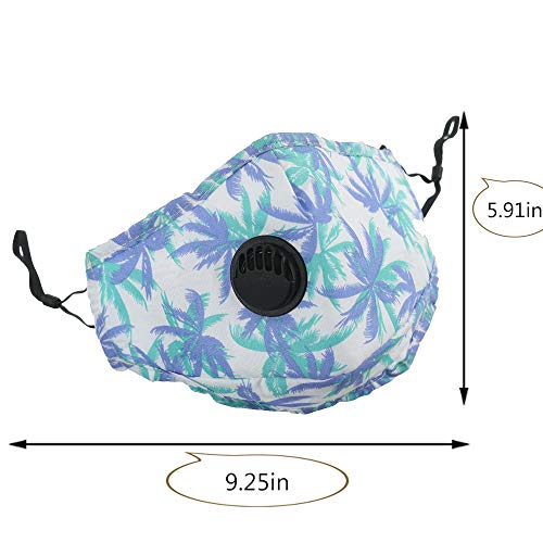 Irisvito Dust Cotton Cloth Mask, Washable Reusable Mask with Cord Locks Filter Element Breathing Valve Outdoor Sports Face Mask (Whit 5 Filters)