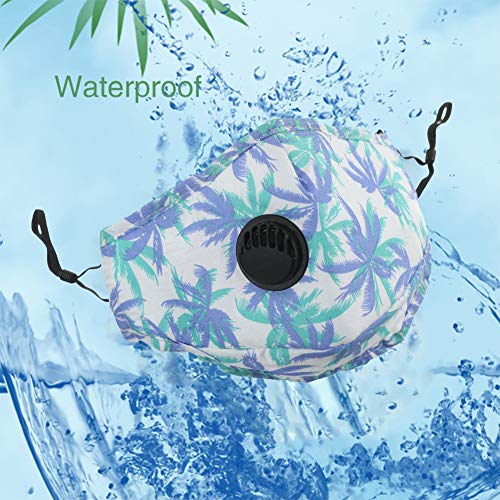 Irisvito Dust Cotton Cloth Mask, Washable Reusable Mask with Cord Locks Filter Element Breathing Valve Outdoor Sports Face Mask (Whit 5 Filters)