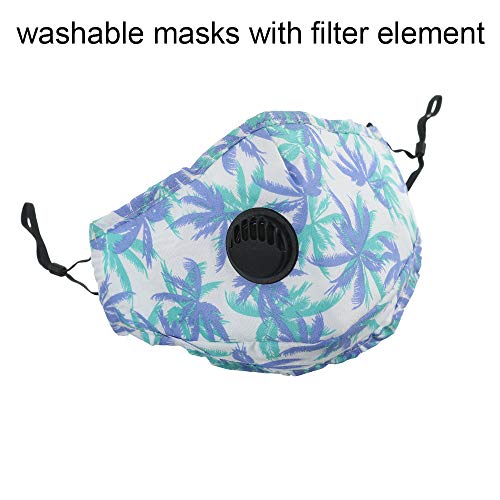 Irisvito Dust Cotton Cloth Mask, Washable Reusable Mask with Cord Locks Filter Element Breathing Valve Outdoor Sports Face Mask (Whit 5 Filters)