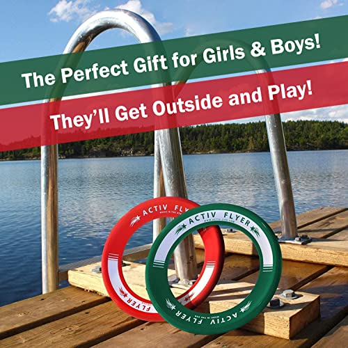 Christmas Fun Gifts for Kids [Red/Green] 2-Pack Frisbee Rings: Cool Stocking Stuffers for Boys and Girls: Outdoor Toys Best for Children Ages 3 4 5 6 7 8 9 & 10 Year Old Son and Daughter Presents