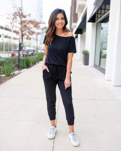 Black Off Shoulder Elastic Waist Romper