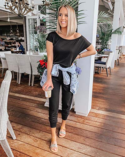 Black Off Shoulder Elastic Waist Romper