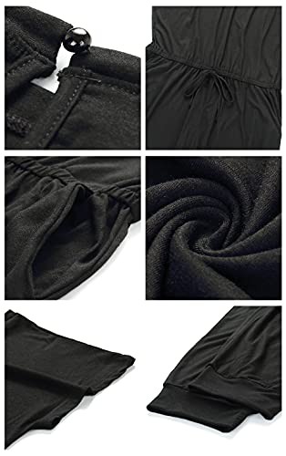Black Off Shoulder Elastic Waist Romper