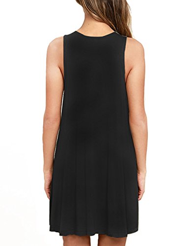 AUSELILY Women's Solid Plain Ladies Long Top Blouse Summer Womens Sleeveless Mini Dress Black