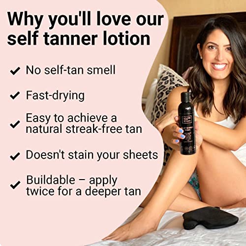 Self Tanner with Tanning Mitt - Sunless Tanning Lotion with Organic Oils Gradual Body Bronzer for Light or Medium Tan 8.0 fl.oz ?