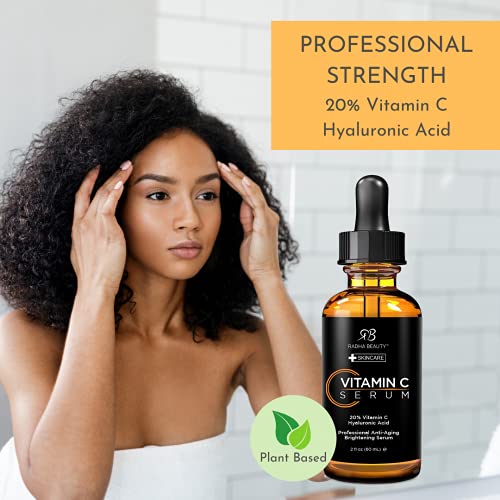 Radha Beauty Vitamin C Serum for Face, HUGE 2oz - 20% Organic Vitamin C + E + Hyaluronic Acid for Anti-Aging, Wrinkles, and Fine Lines - For Radiant and Healthy Skin
