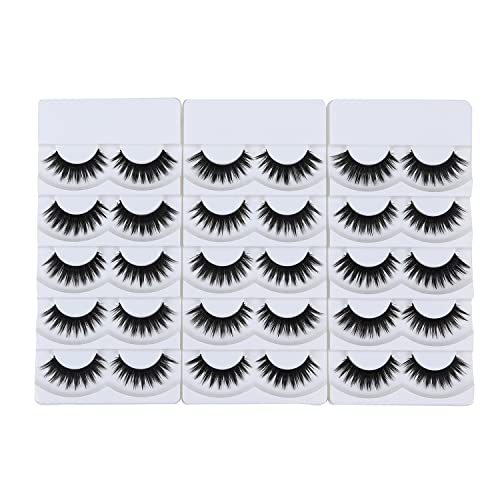 Wleec Beauty False Eyelash Pack Thick Eyelashes Handmade Strip Lashes #69 (15 Pairs/3 Pack)