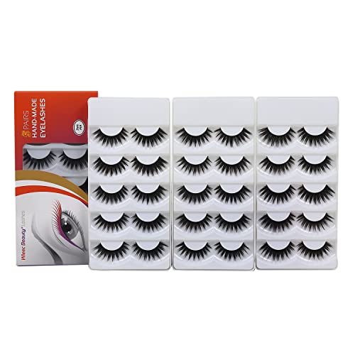 Wleec Beauty False Eyelash Pack Thick Eyelashes Handmade Strip Lashes #69 (15 Pairs/3 Pack)