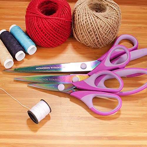 BambooMN Purple Titanium Softgrip Scissors Set - 10 Sets
