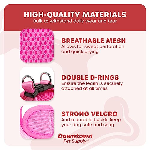 Downtown Adjustable Dog Harness with Padded Vest, Pink, X-Small