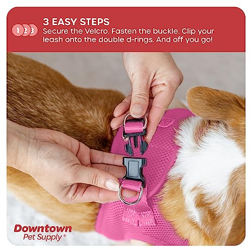 Downtown Adjustable Dog Harness with Padded Vest, Pink, X-Small