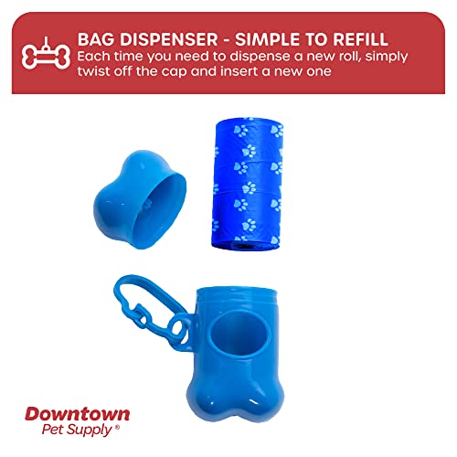 Downtown Pet Supply Dog Pet Waste Poop Bags with 2 Leash Clips and Dispensers (2200 Bags, Rainbow with Paw Prints)