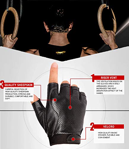 Unisex Fingerless PU Leather Driving Gloves - Black, Large
