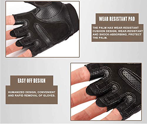 Unisex Fingerless PU Leather Driving Gloves - Black, Large