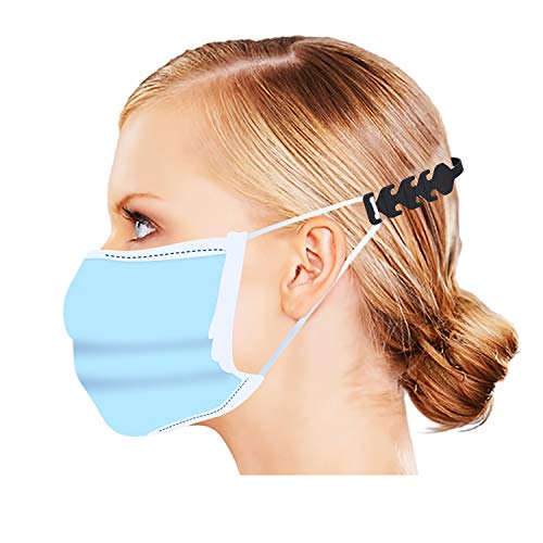 Labato Mask Loop Extender Hook Adjustable Mask Ears Saver Protector Buckle, Behind Head Mask Strap Extension Holder Clips to Protect Ears, Compatible with All Masks and Kid Mask for Back of Head, 5pcs