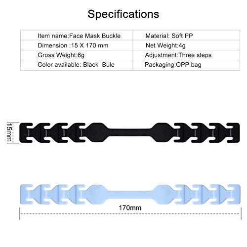 Labato Mask Loop Extender Hook Adjustable Mask Ears Saver Protector Buckle, Behind Head Mask Strap Extension Holder Clips to Protect Ears, Compatible with All Masks and Kid Mask for Back of Head, 5pcs