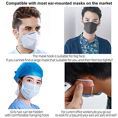 Labato Mask Loop Extender Hook Adjustable Mask Ears Saver Protector Buckle, Behind Head Mask Strap Extension Holder Clips to Protect Ears, Compatible with All Masks and Kid Mask for Back of Head, 5pcs