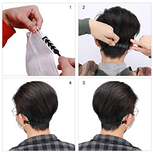 Labato Mask Loop Extender Hook Adjustable Mask Ears Saver Protector Buckle, Behind Head Mask Strap Extension Holder Clips to Protect Ears, Compatible with All Masks and Kid Mask for Back of Head, 5pcs