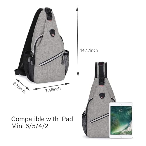 MOSISO Mini Sling Backpack,Small Hiking Daypack Travel Outdoor Casual Sports Bag, Gray