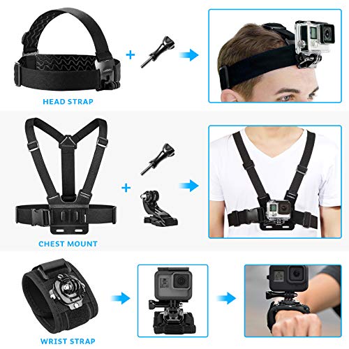 Luxebell Accessories Kit for AKASO EK5000 EK7000 4K WiFi Action Camera GoPro Hero 9 8 7 6 5/Session 5/Hero 4/3+/3/2/1 Max Fusion SJ4000 SJ5000