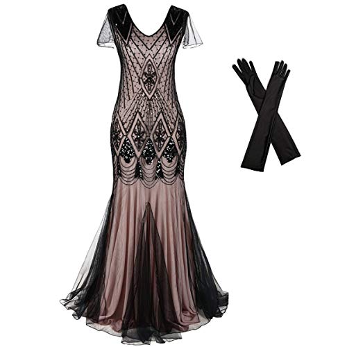 1920s Flapper Cocktail Dress in Pink/Black (Size S)