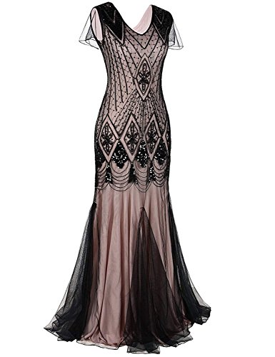 1920s Flapper Cocktail Dress in Pink/Black (Size S)