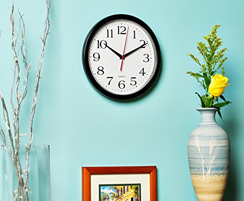 Black Wall Clocks: 2-Pack, Silent & Non-Ticking