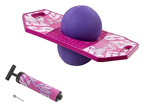 Flybar Pogo Ball for Kids, Jump Trick Bounce Board with Pump and Strong Grip Deck (Pink Berry 2) (FBPTBX-PB)