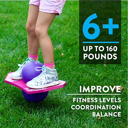 Flybar Pogo Ball for Kids, Jump Trick Bounce Board with Pump and Strong Grip Deck (Pink Berry 2) (FBPTBX-PB)