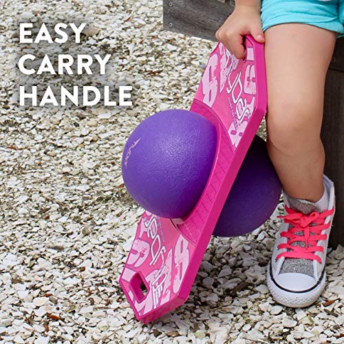 Flybar Pogo Ball for Kids, Jump Trick Bounce Board with Pump and Strong Grip Deck (Pink Berry 2) (FBPTBX-PB)