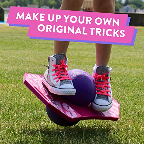Flybar Pogo Ball for Kids, Jump Trick Bounce Board with Pump and Strong Grip Deck (Pink Berry 2) (FBPTBX-PB)